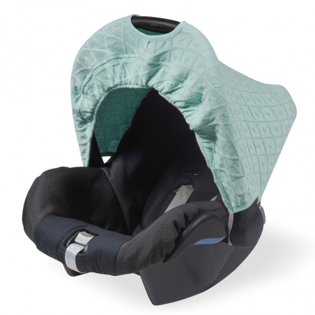 Jollein Sonnenverdeck für Kindersitz 0 bis 9 Monate Diamond knit vintage green