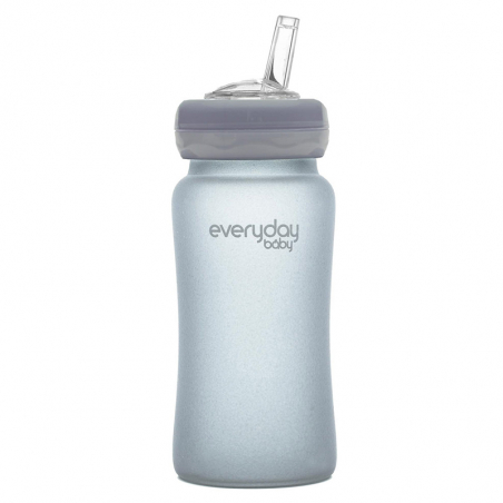 Everyday Baby Glas-Trinkbecher Straw Bottle 240ml Grau