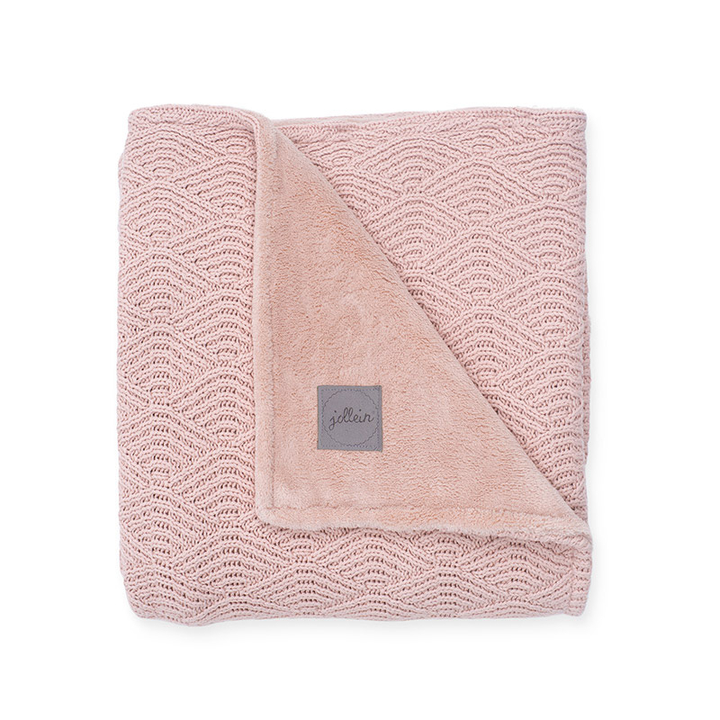 Jollein Strickdecke Babydecke 75x100 cm River knit pale pink corale fleece 