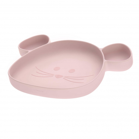 LÄSSIG Silikonteller mit Saugfuss - Little Chums Mouse Pink