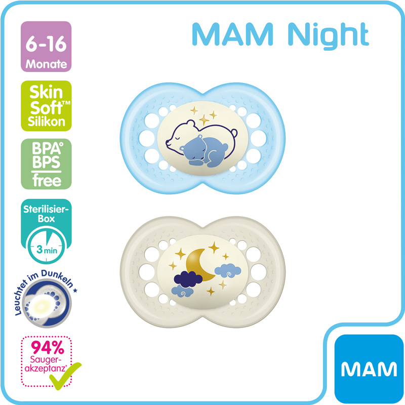 MAM Night Silikon 6-16 Monate Boy Motiv 1