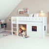 FLEXA White MDF halbhohes Bett mit Hausfronten & senkrechter Leiter White Einrichtungsvariante