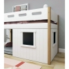 FLEXA NOR halbhohes Bett mit Hausfronten & senkrechter Leiter und Fensterrahmen in Weiss Detailansicht