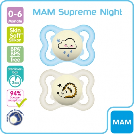 MAM Supreme Night Silikon 0-6 Monate Boy