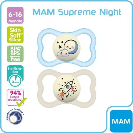 MAM Supreme Night Silikon 6-16 Monate Boy