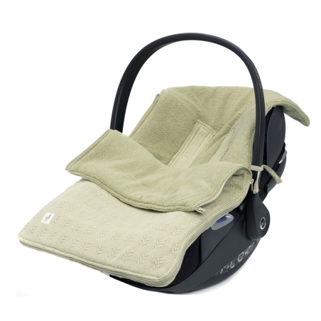 Jollein Komfortsack für Kindersitz 0 bis 9 Monate 3/5 Punkt-Gurt Grain Knit Olive Green
