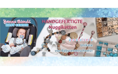 Kunterbunte Nuggiketten – handgefertigt von Babycenterschweiz